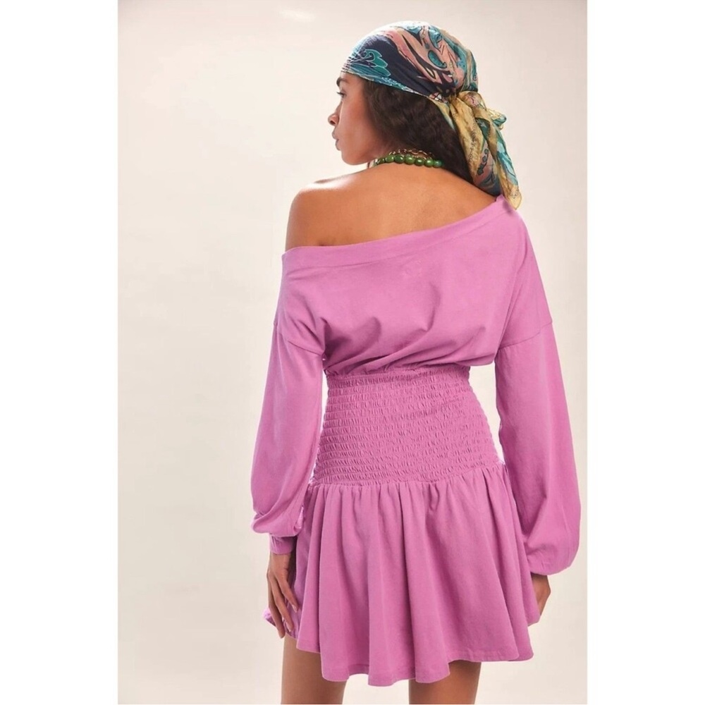 Free People Scorching Hot Long Sleeve Mini Dress, Wisteria Pink, NWT, M & L - Picture 7 of 7